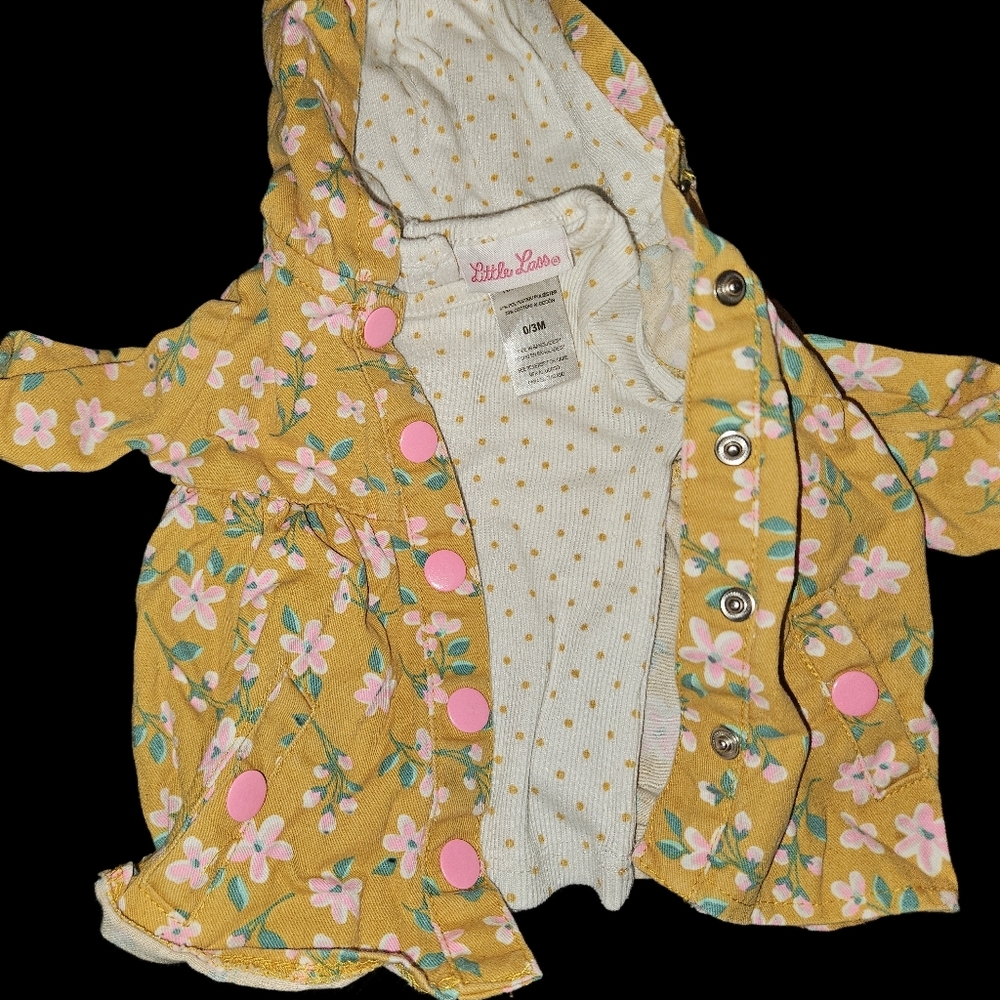 2/$6 Little Lass Yellow Jacket with Polka Dot Shirt​